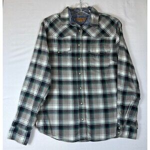 BEA Jachs Girlfriend womens black/aqua/grey snap down flannel shirt Small